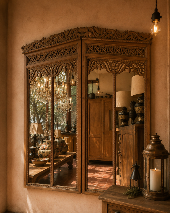 Teak Ornaments Mirror