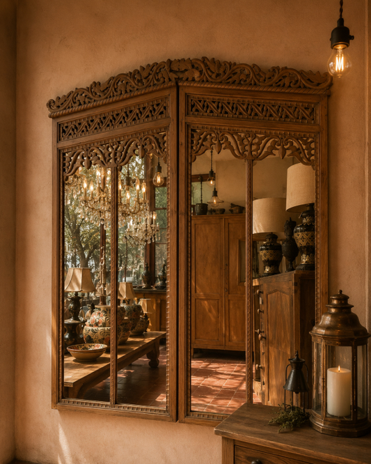 Teak Ornaments Mirror